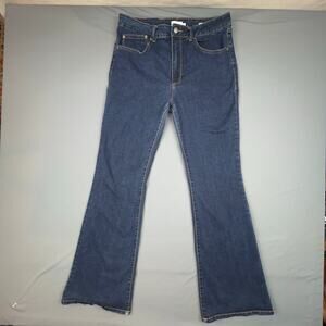 True Craft High-Rise Flare Jeans 15R | Distressed Hem Stretch Denim